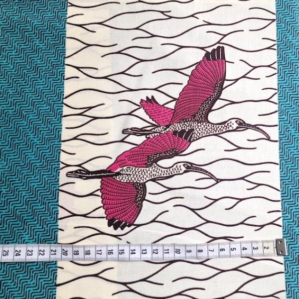 Afrikanischer Wax Print Stoff Baumwolle PINK BIRD